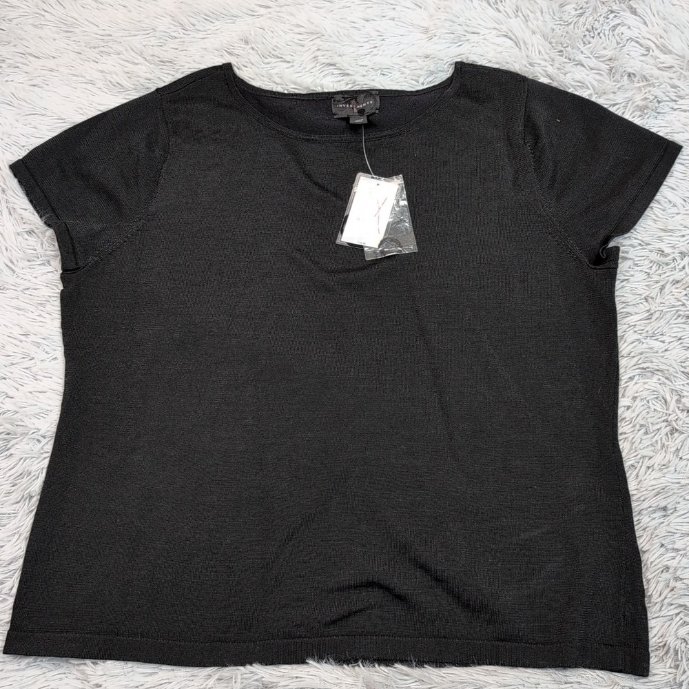 Investments II Shirt Womens  1X Black Tee Comfort Casual Preppy New